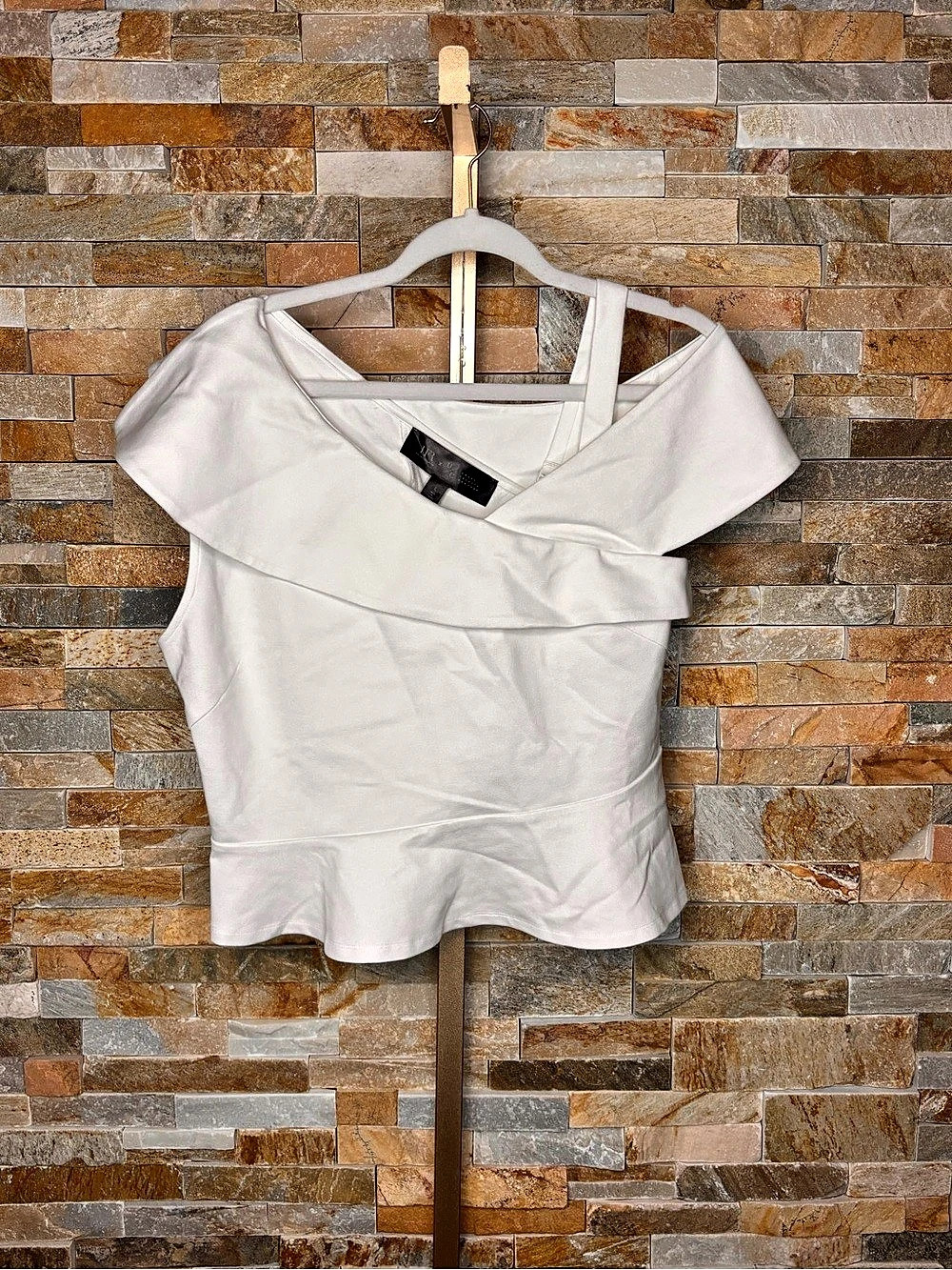 Theory White Draped Neck Blouse Size Large